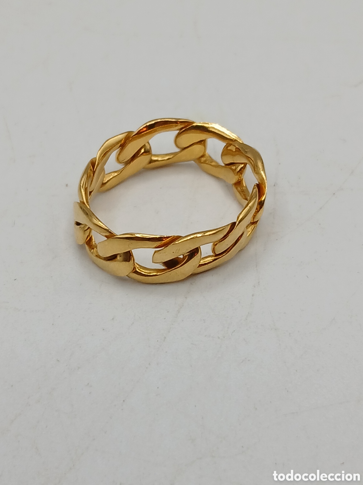 Joyeria: Anillo eslabones plata chapado oro - Foto 3