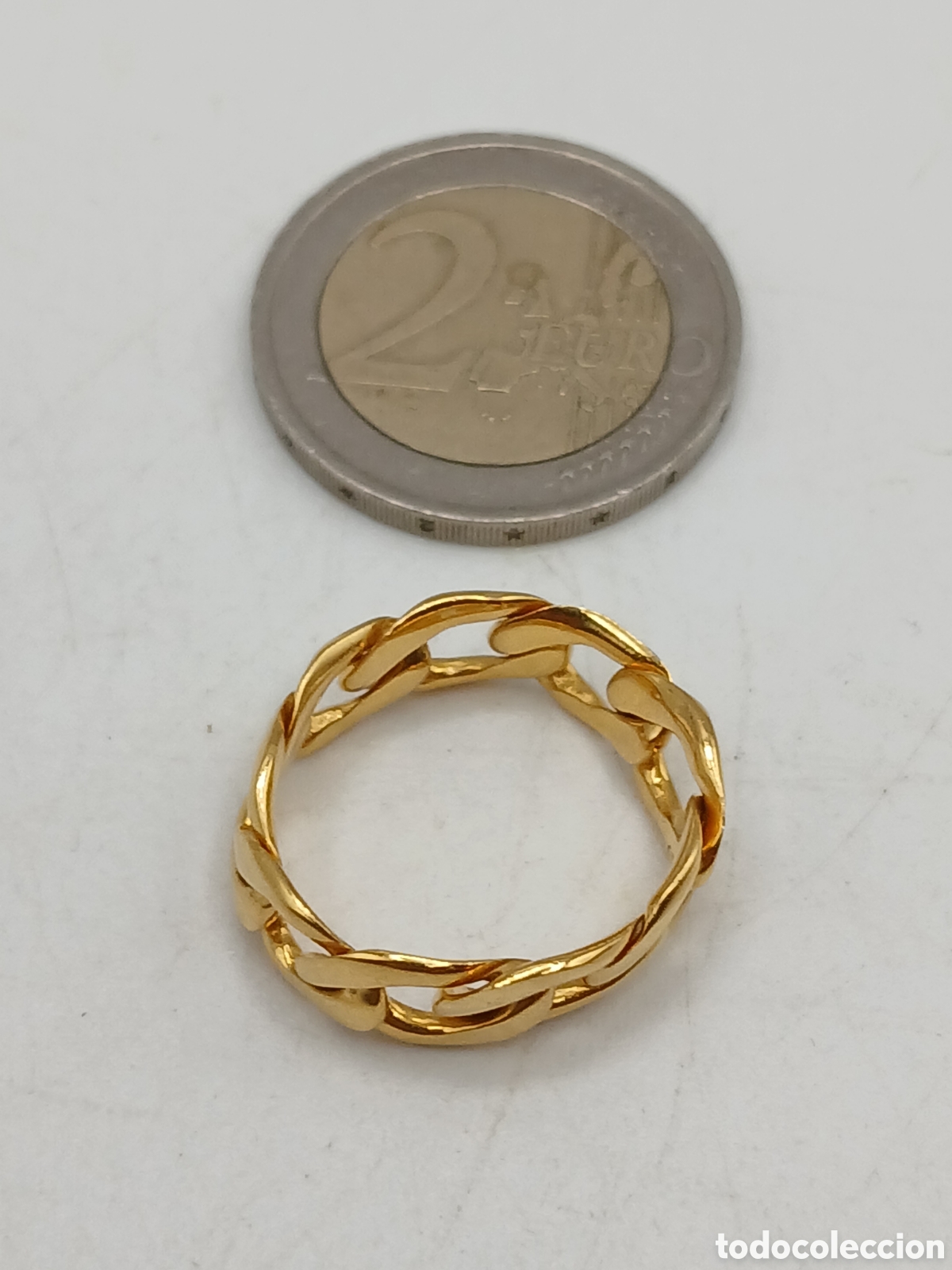 Joyeria: Anillo eslabones plata chapado oro - Foto 5