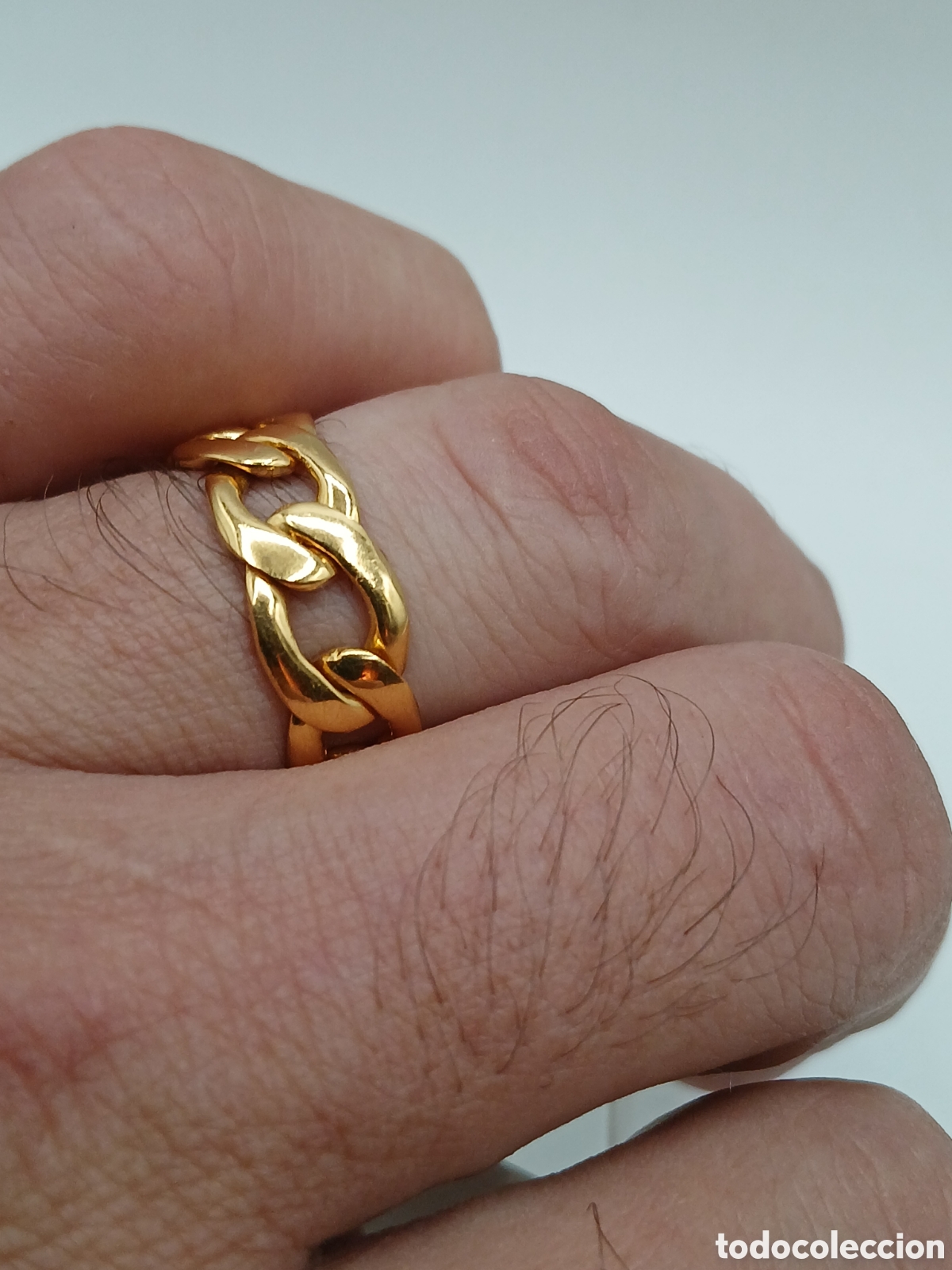 Joyeria: Anillo eslabones plata chapado oro - Foto 2