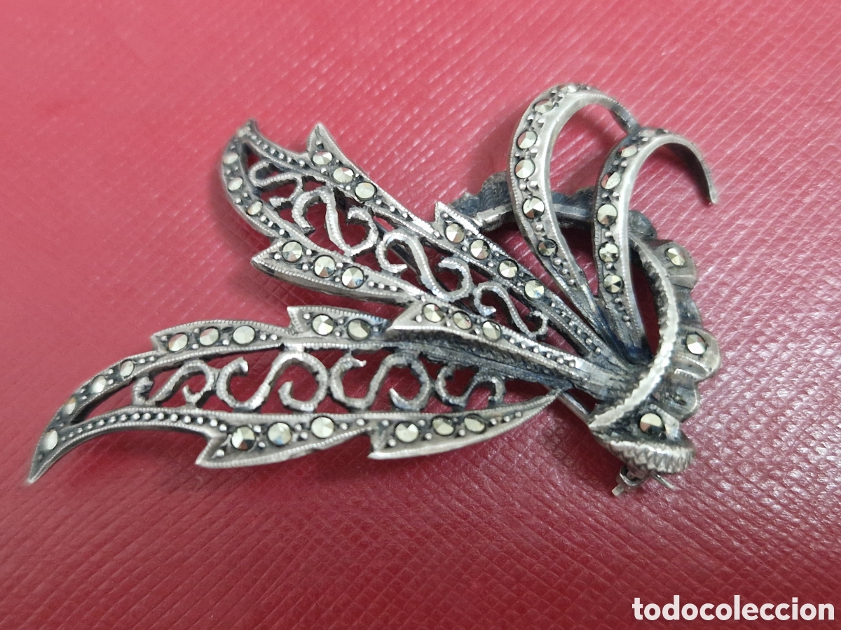 Joyeria: BONITO BROCHE EN PLATA DE LEY Y MARCASITAS - Foto 3