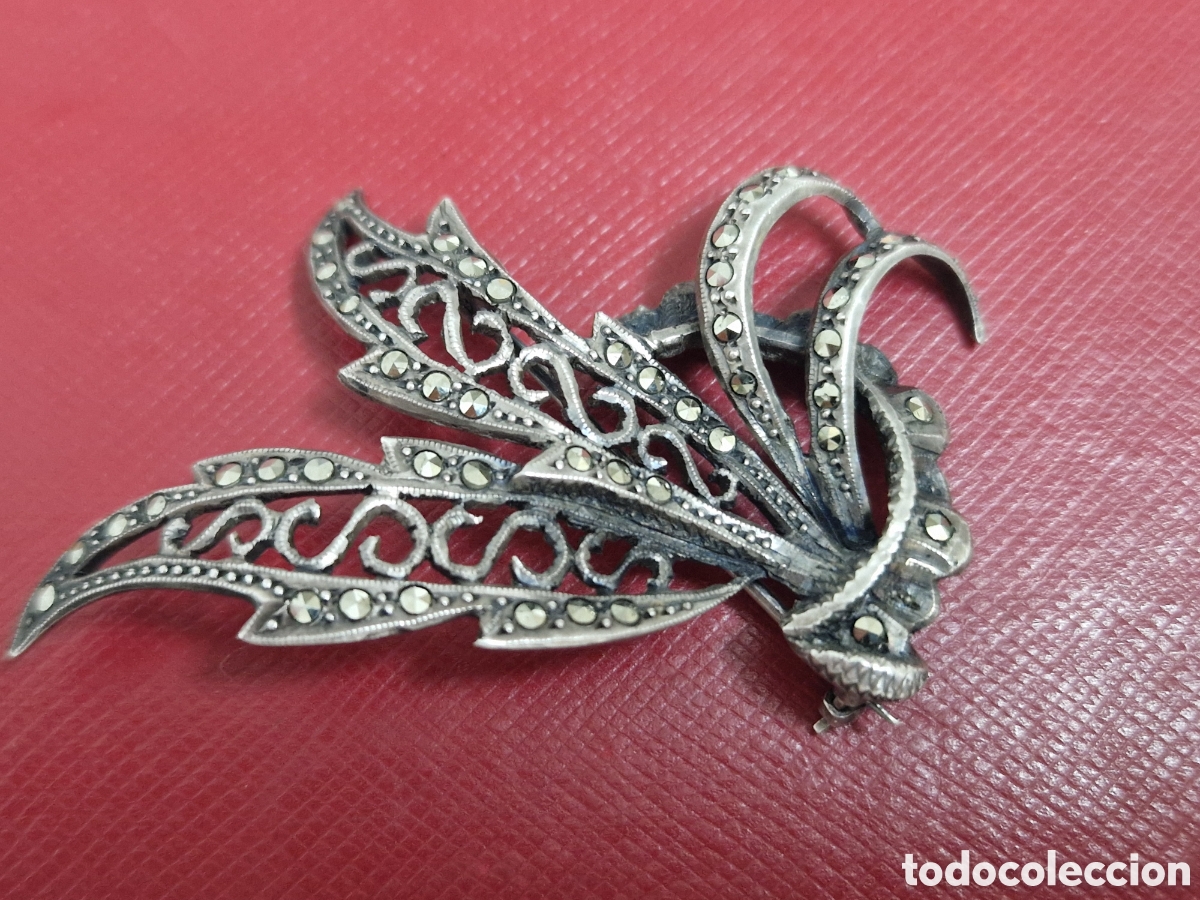 Joyeria: BONITO BROCHE EN PLATA DE LEY Y MARCASITAS - Foto 1