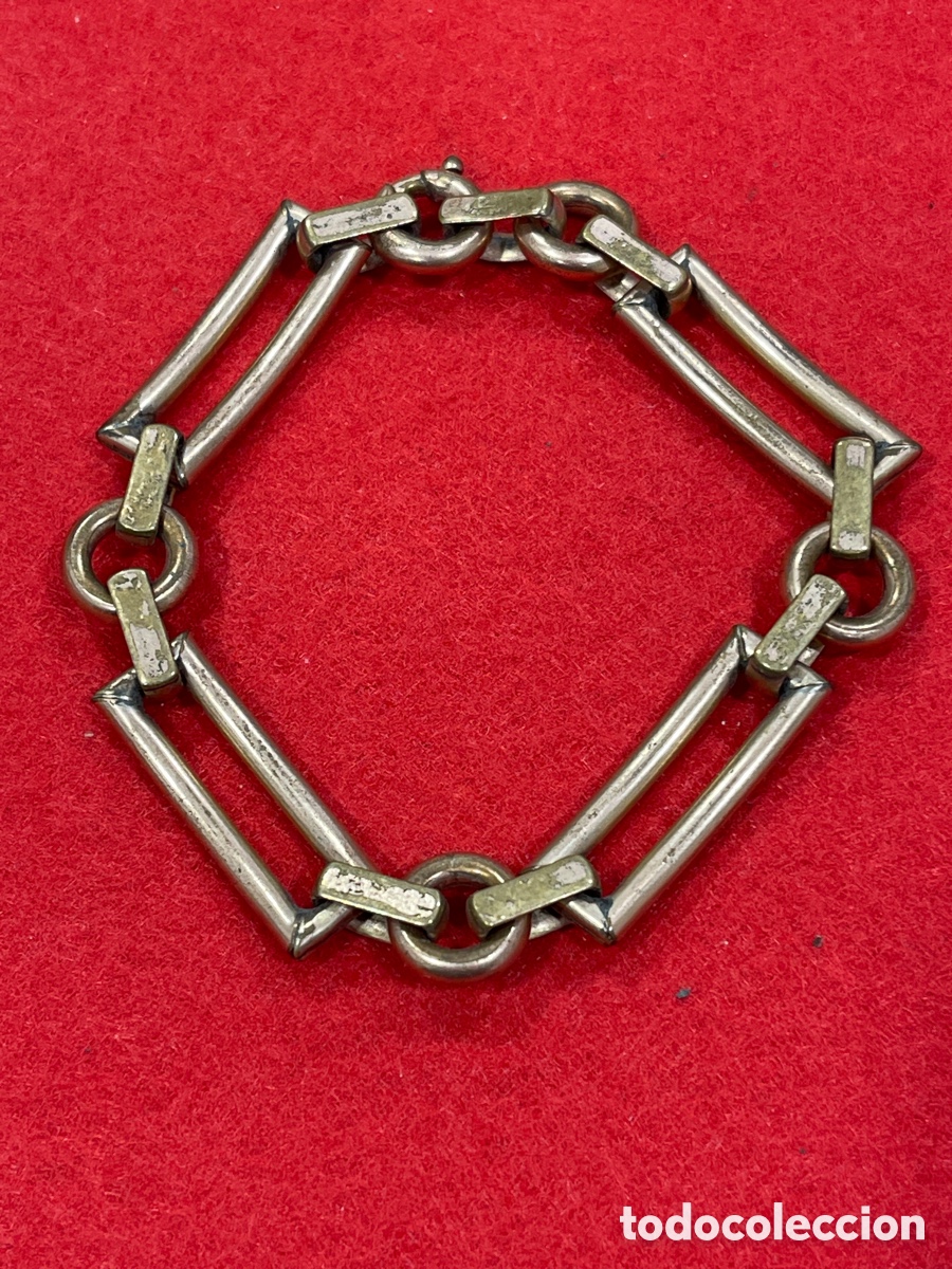 Joyeria: Antigua pulsera chapada en oro de eslabones. - Foto 2