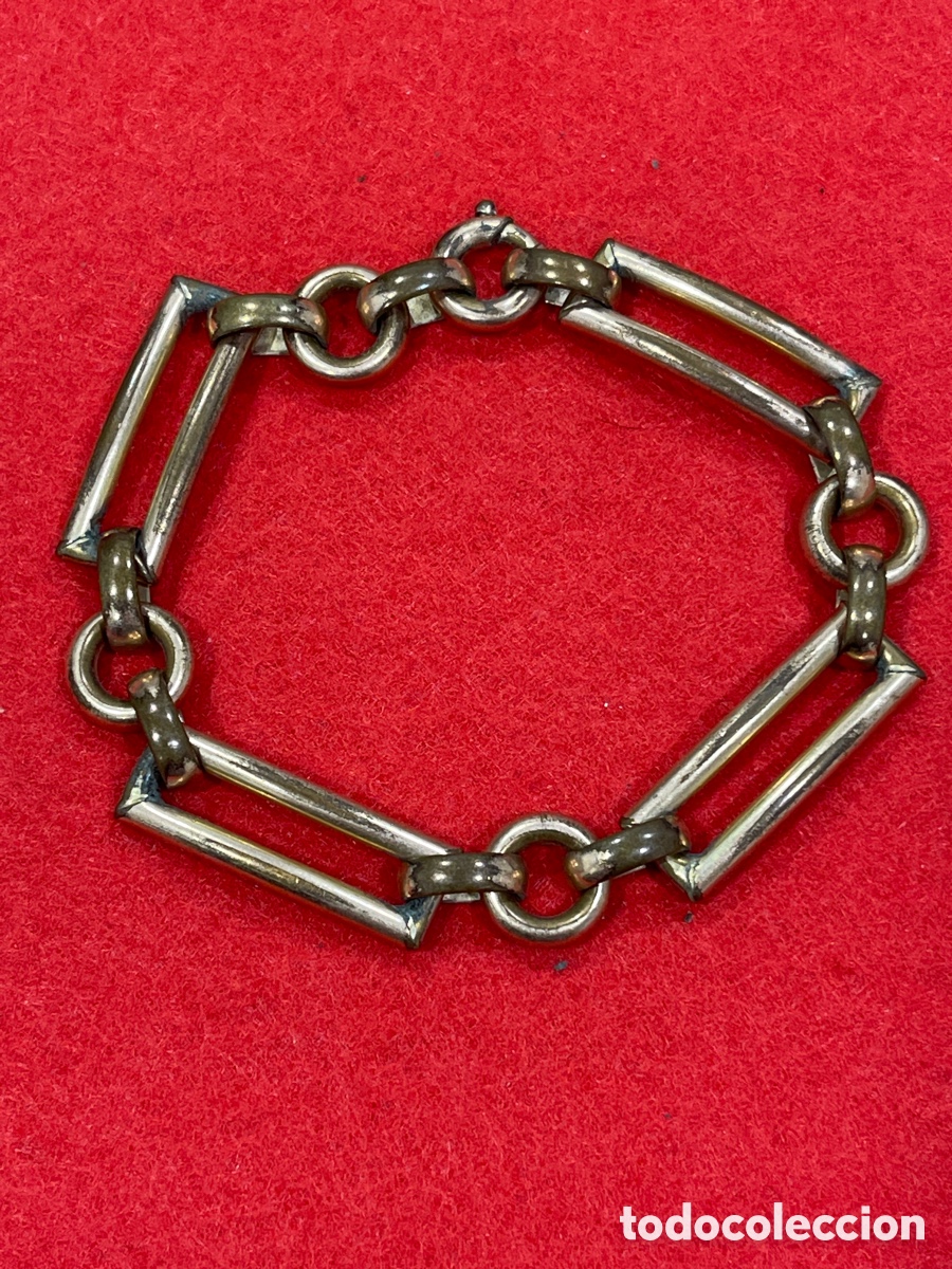 Joyeria: Antigua pulsera chapada en oro de eslabones. - Foto 1