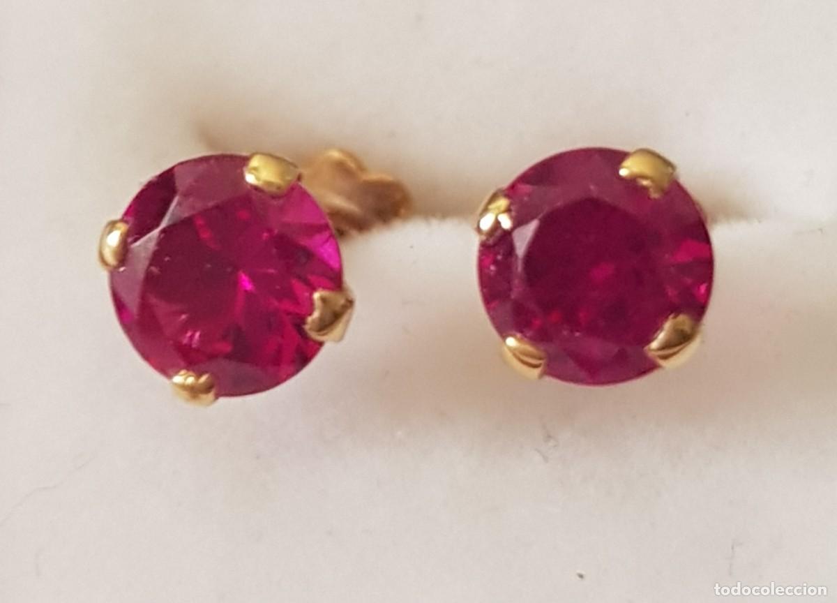 Joyeria: Pendientes de oro 18 quilates con piedra roja - Foto 1