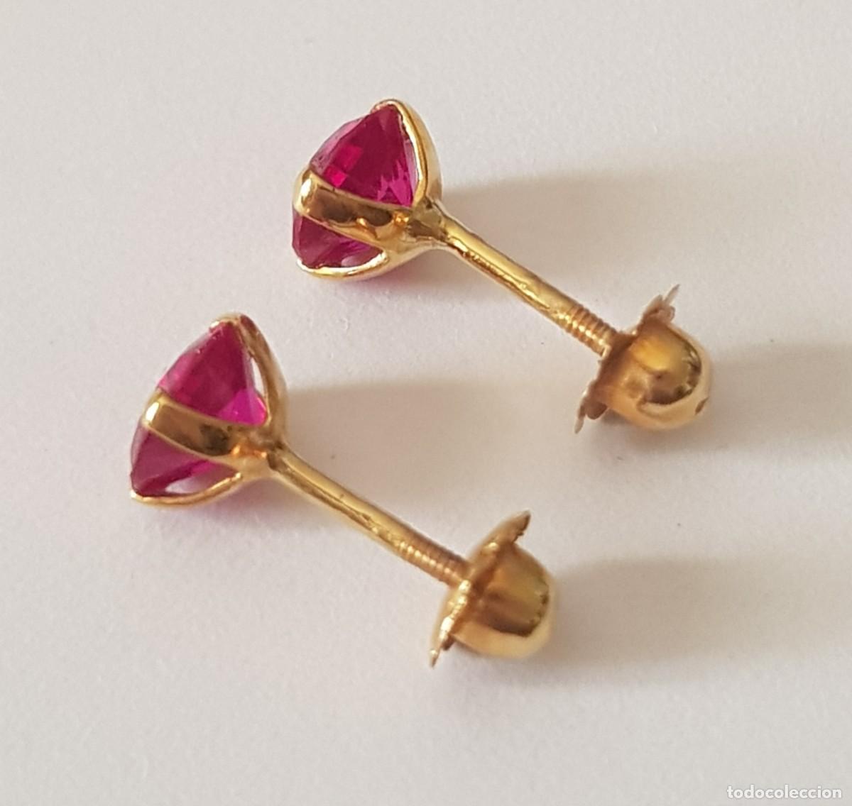 Joyeria: Pendientes de oro 18 quilates con piedra roja - Foto 2
