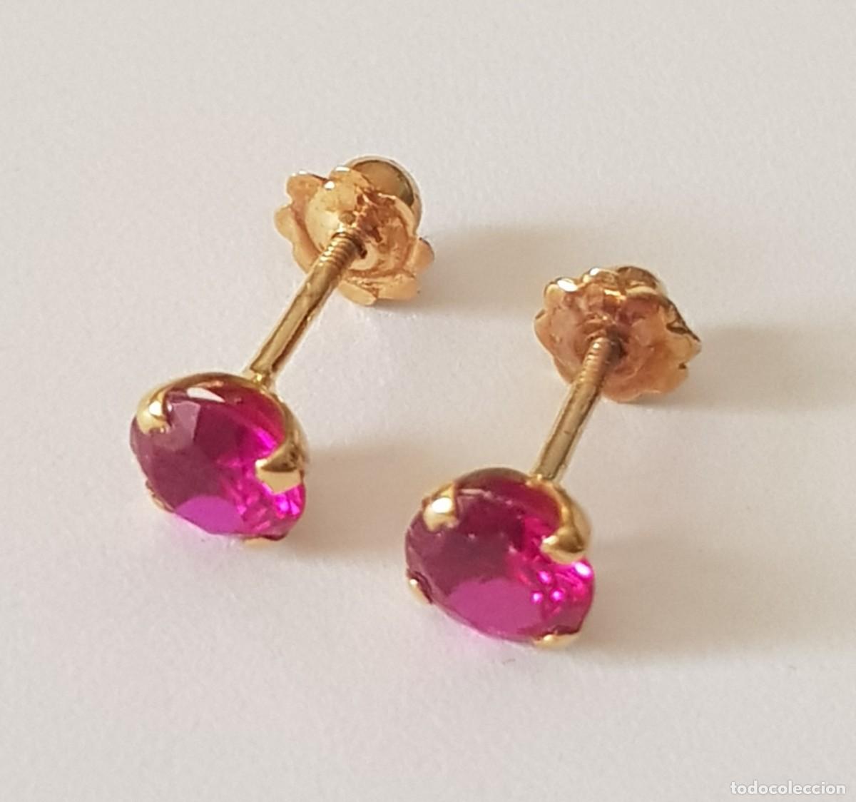 Joyeria: Pendientes de oro 18 quilates con piedra roja - Foto 3