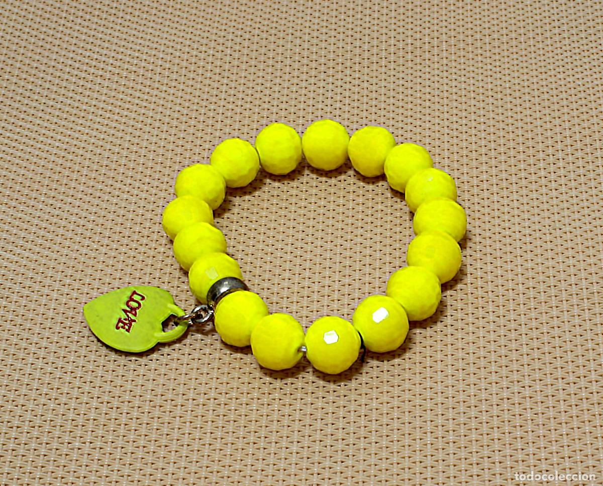 Joyeria: PULSERA DE BOLAS AMARILLAS, A&Uacute;N CON MARCA (LOVE), COMO NUEVA - Foto 1