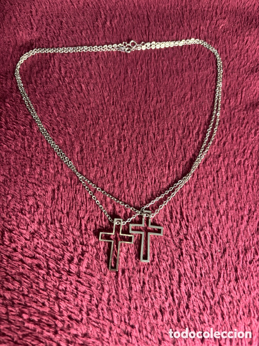 Joyeria: Dos cadenas con cruz metal plateado - Foto 2
