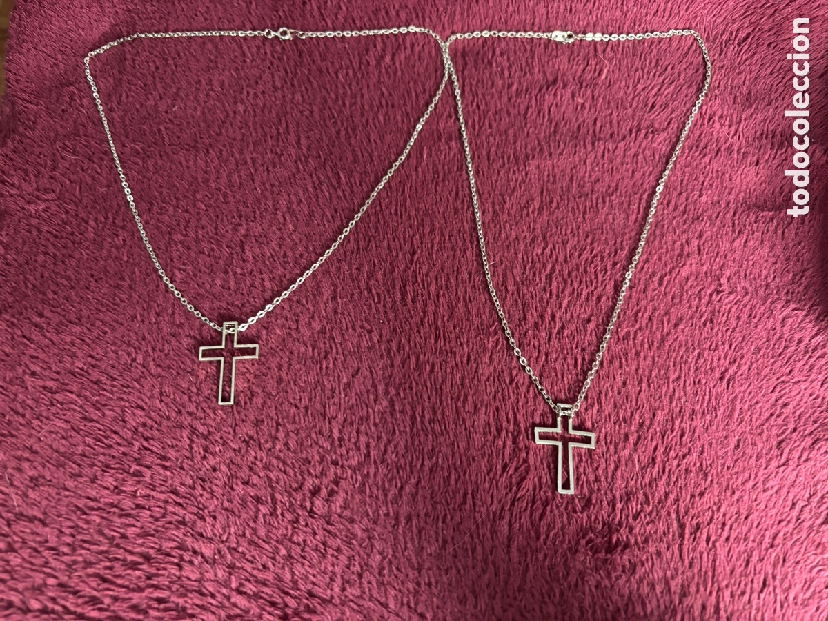 Joyeria: Dos cadenas con cruz metal plateado - Foto 1