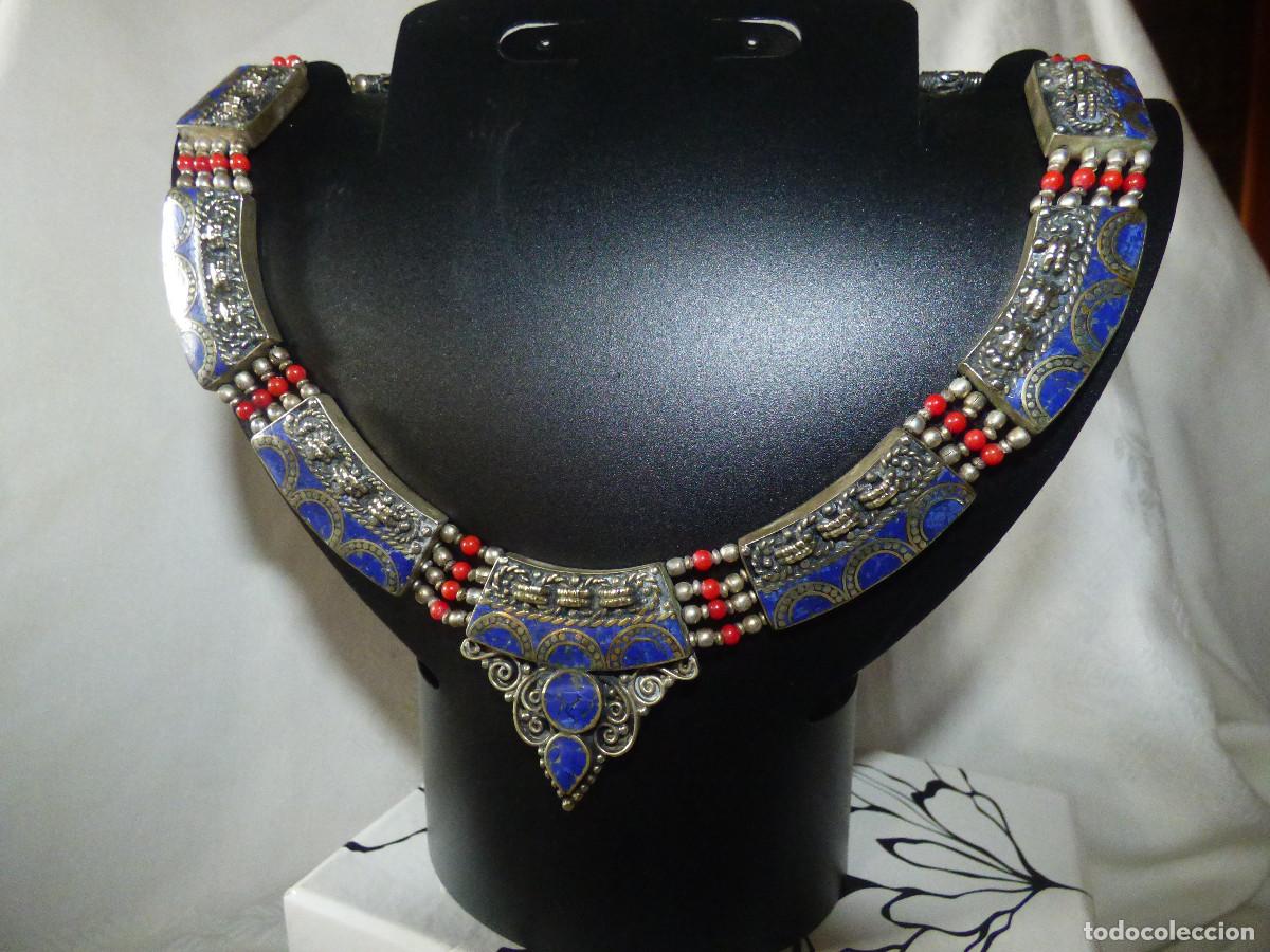 Joyeria: Collar plata Nepal-Tibet.Lapislazuli y coral. - Foto 1