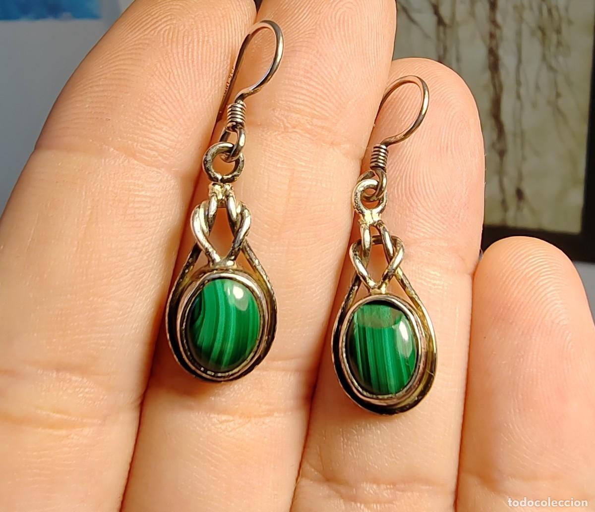 Joyeria: Pendientes en Plata de Ley y Malaquitas - Foto 1