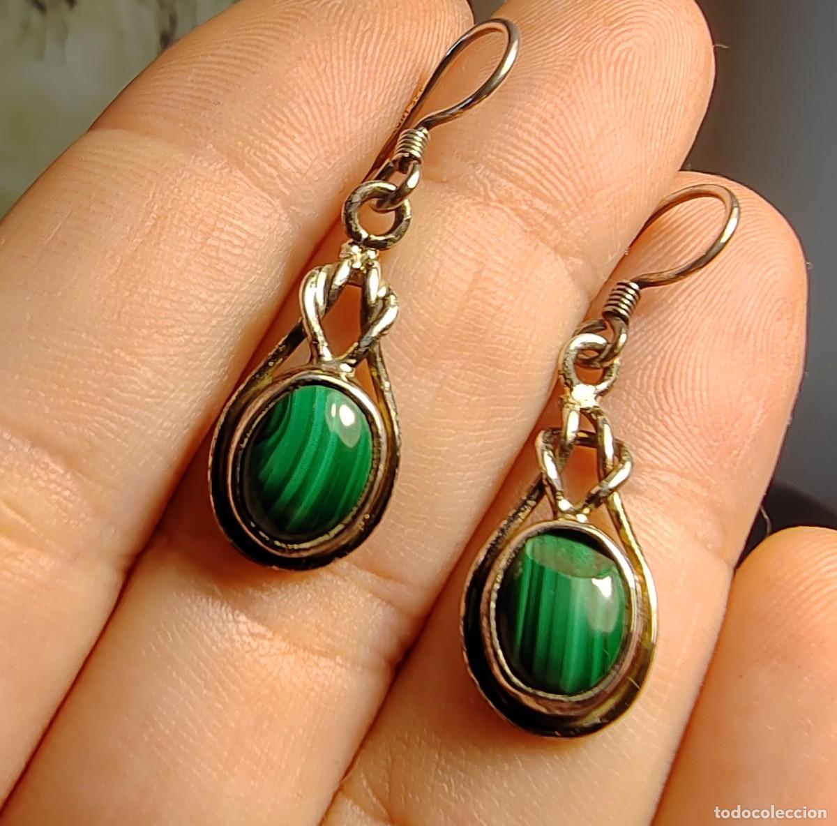 Joyeria: Pendientes en Plata de Ley y Malaquitas - Foto 2