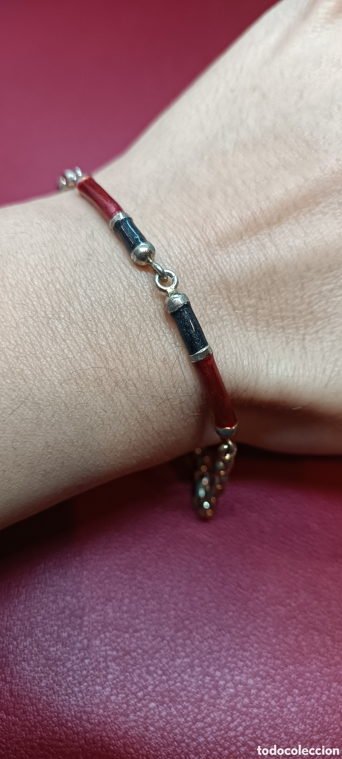 Joyeria: Pulsera de plata. Pulsera esmaltada. Vintage - Foto 3