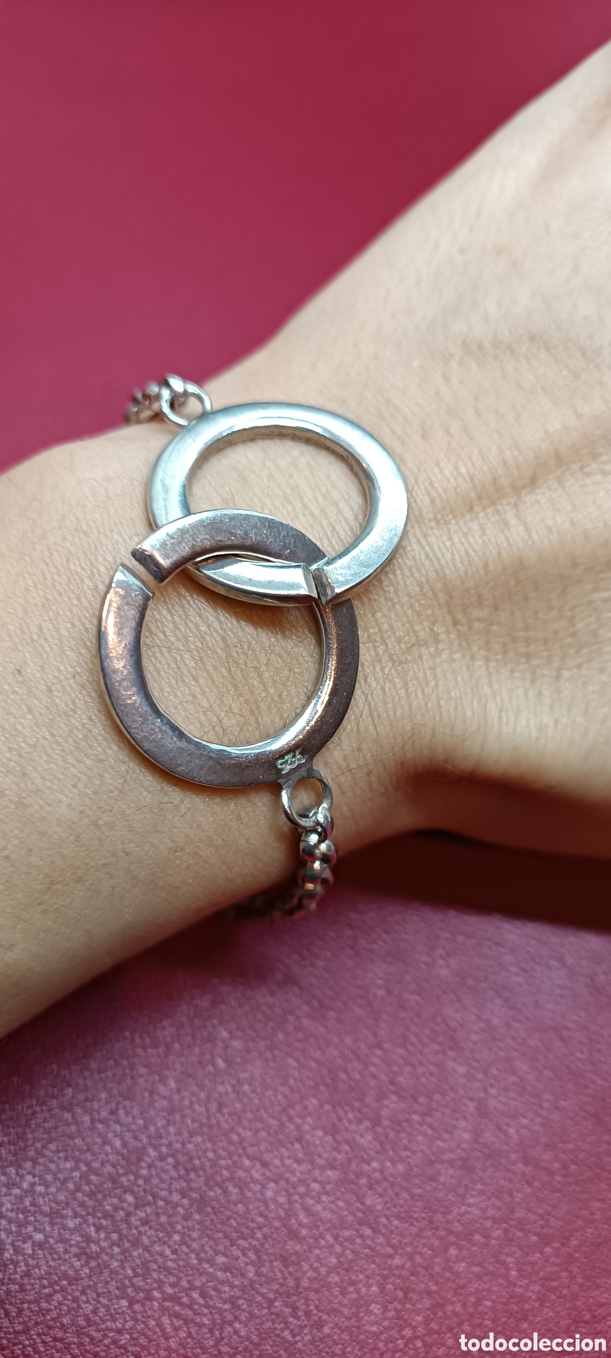 Joyeria: Original pulsera de plata. Pulsera aros. Vintage - Foto 3