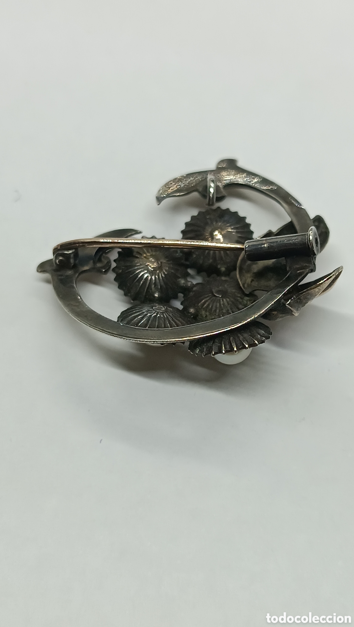Joyeria: Broche art deco , plata , perlas, chapado en oro - Foto 2