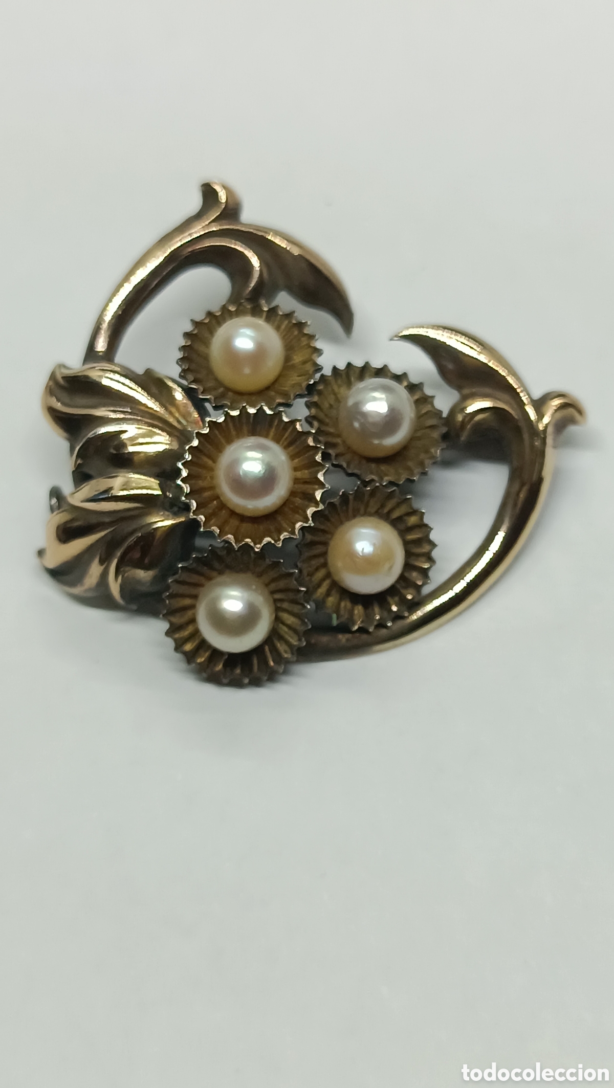 Joyeria: Broche art deco , plata , perlas, chapado en oro - Foto 1