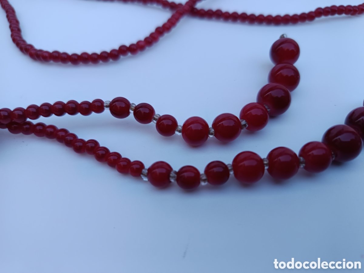 Joyeria: Collar cuentas rojas de cristal con nudo - Foto 4