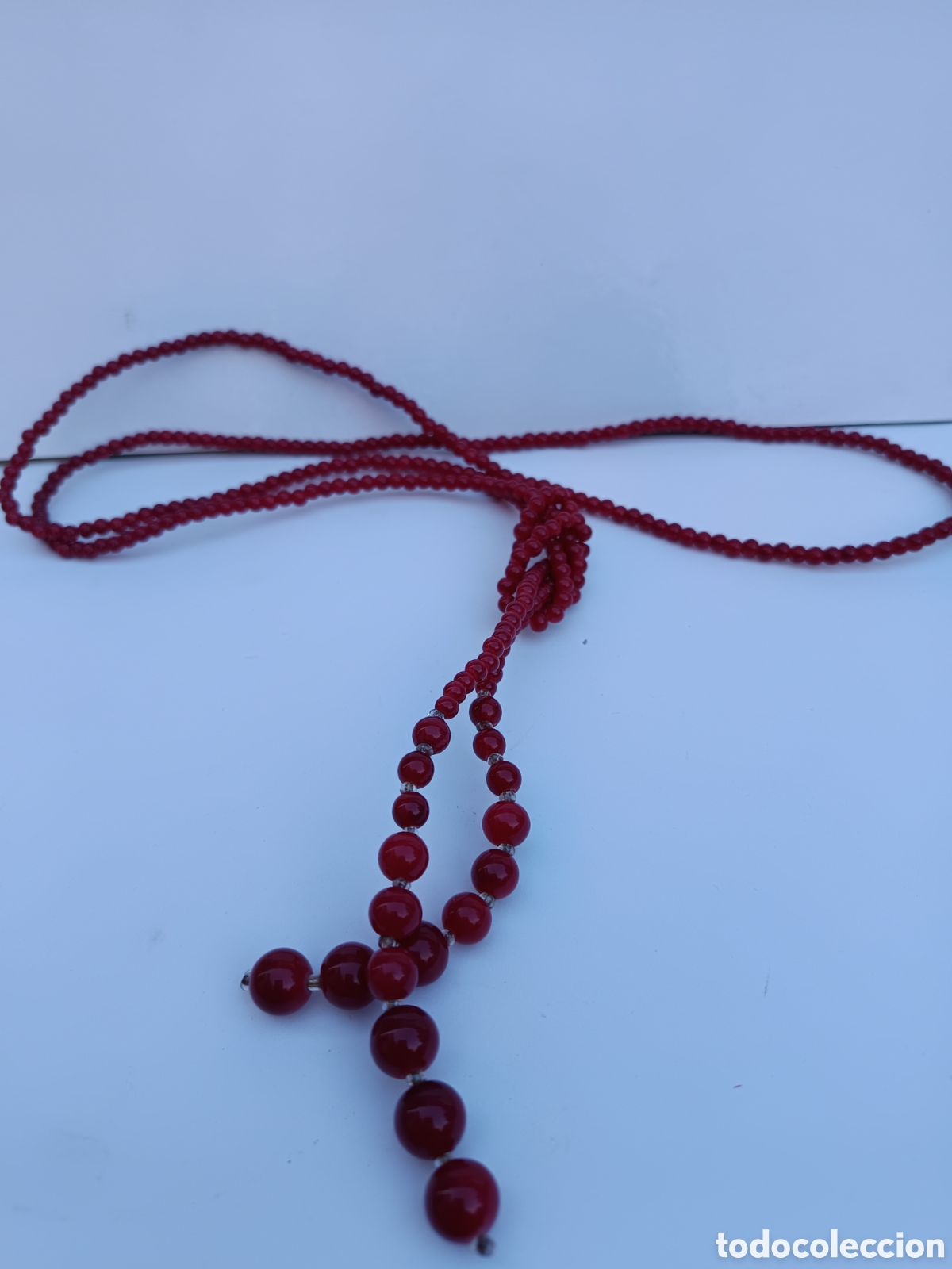 Joyeria: Collar cuentas rojas de cristal con nudo - Foto 5