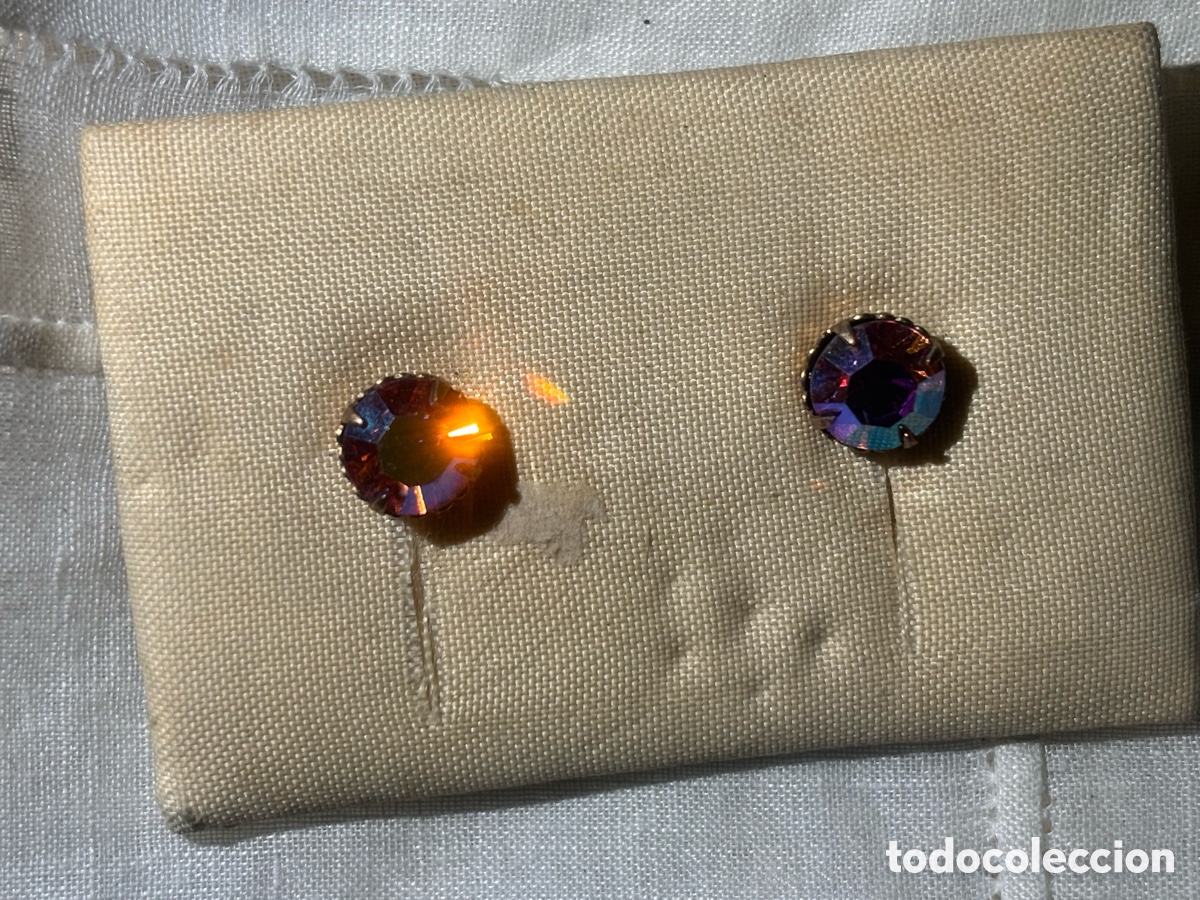 Joyeria: PRECIOSOS PENDIENTES ANTIGUOS CON CRISTAL TORNASOL - Foto 2