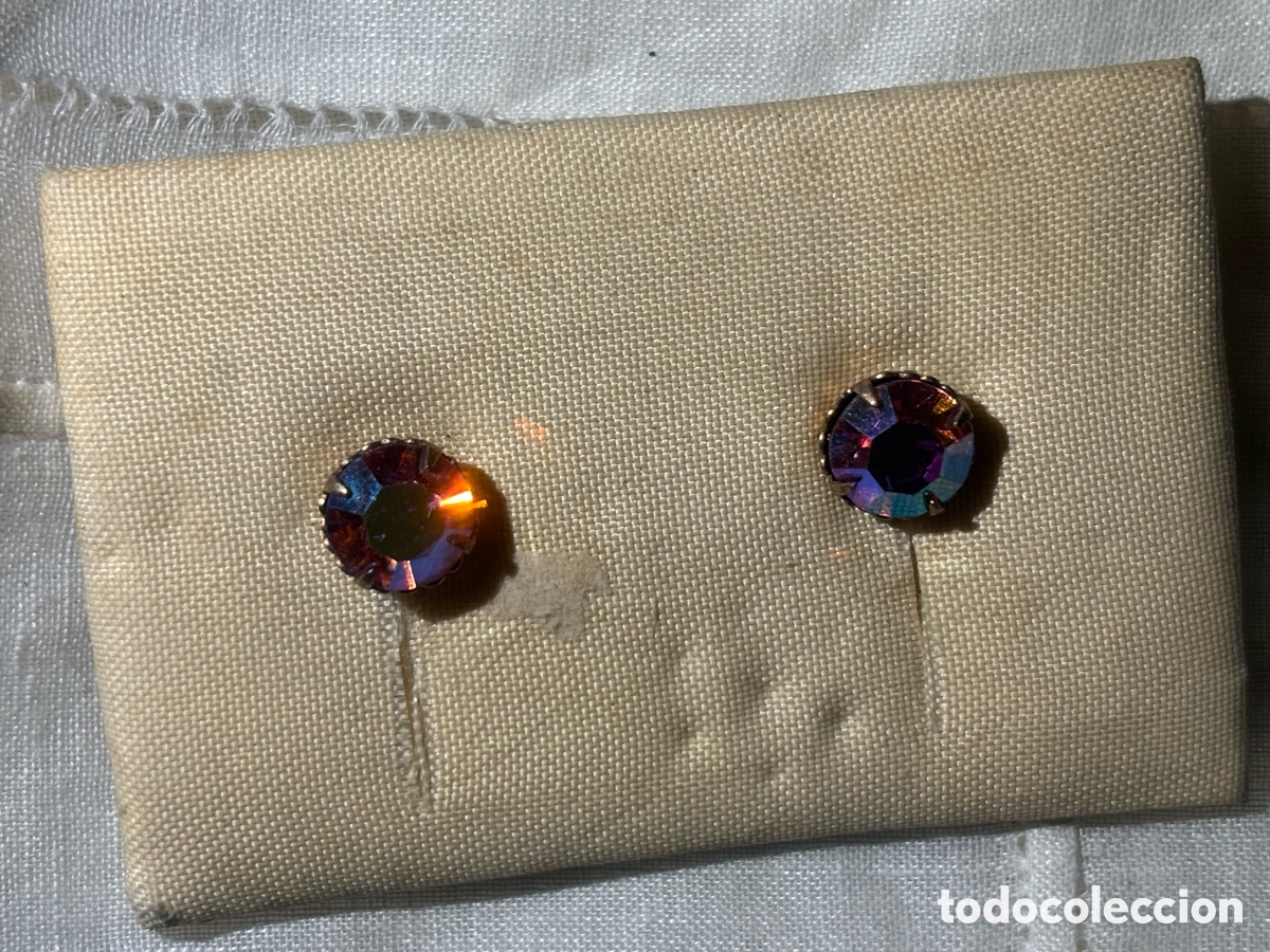 Joyeria: PRECIOSOS PENDIENTES ANTIGUOS CON CRISTAL TORNASOL - Foto 3