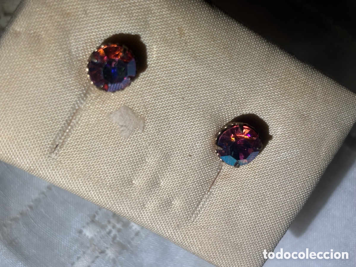 Joyeria: PRECIOSOS PENDIENTES ANTIGUOS CON CRISTAL TORNASOL - Foto 5