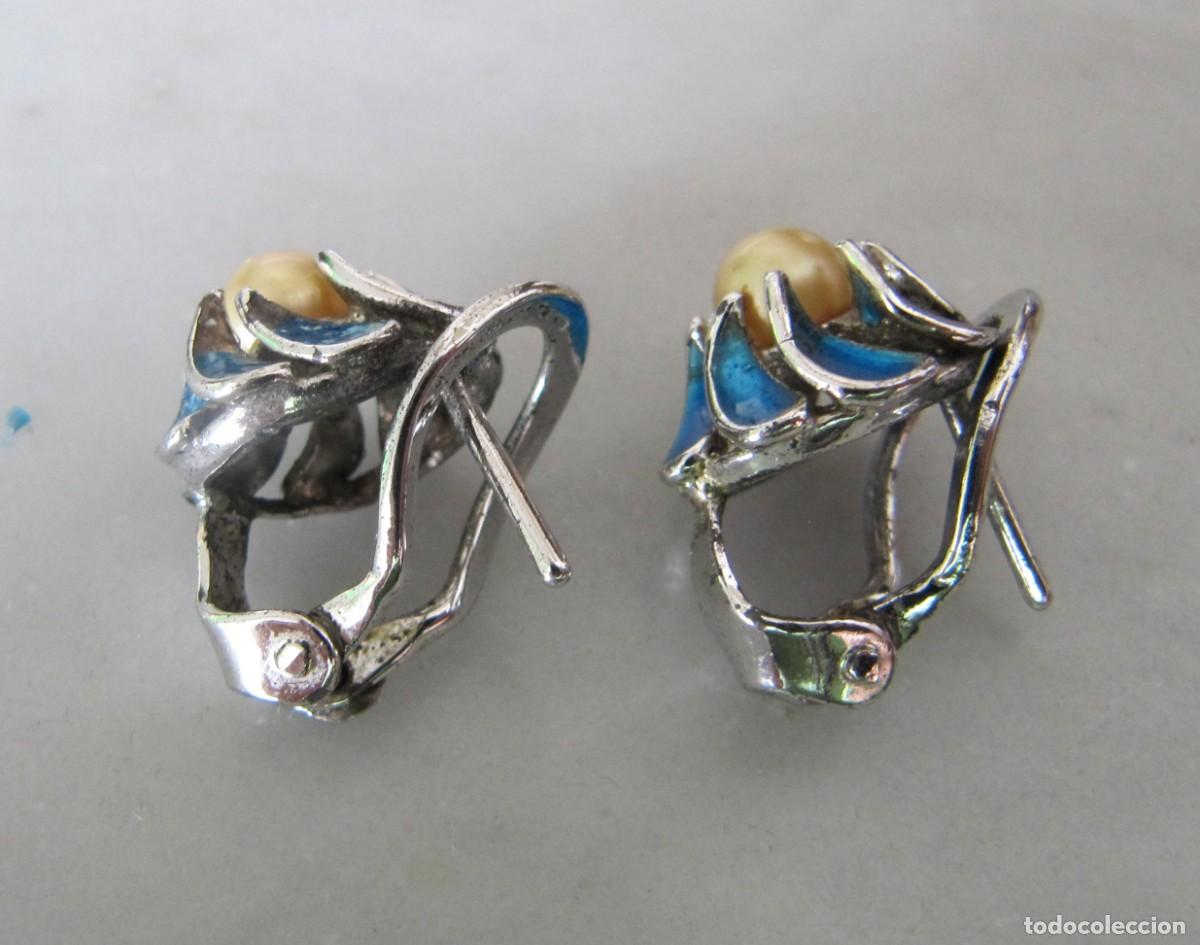 Joyeria: pareja de pendientes de plata perla y esmaltes - Foto 3
