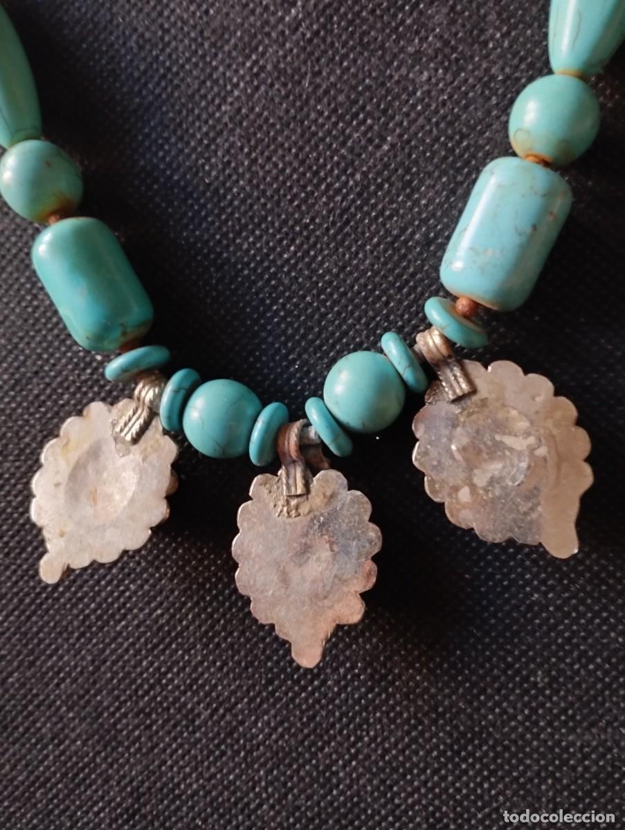 Joyeria: Antiguo collar artesano de plata y turquesas - Foto 3