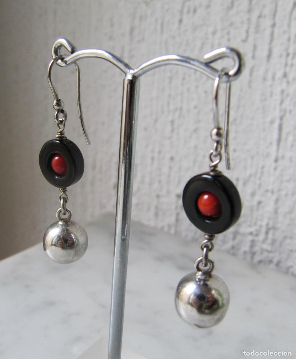 Joyeria: Pendientes largos de plata, coral y &oacute;nice - Foto 2