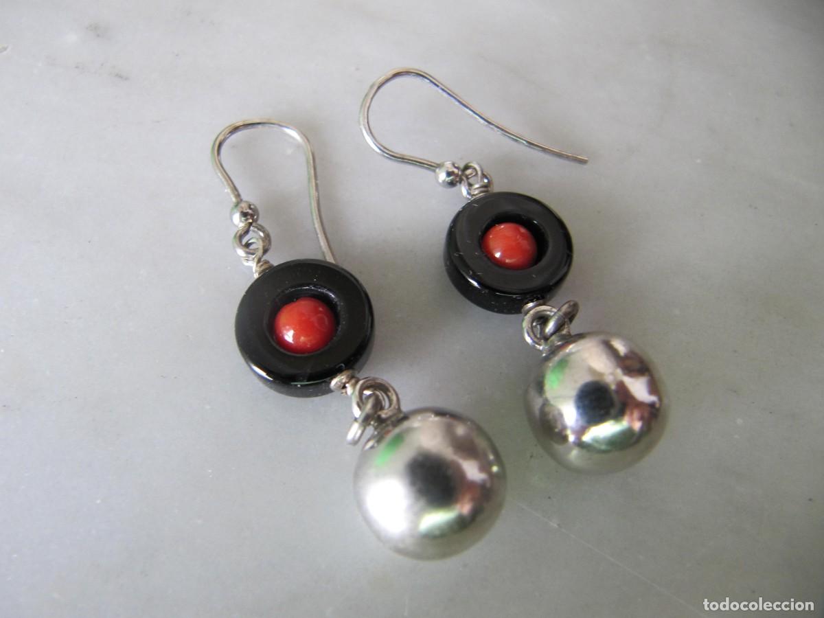 Joyeria: Pendientes largos de plata, coral y &oacute;nice - Foto 4