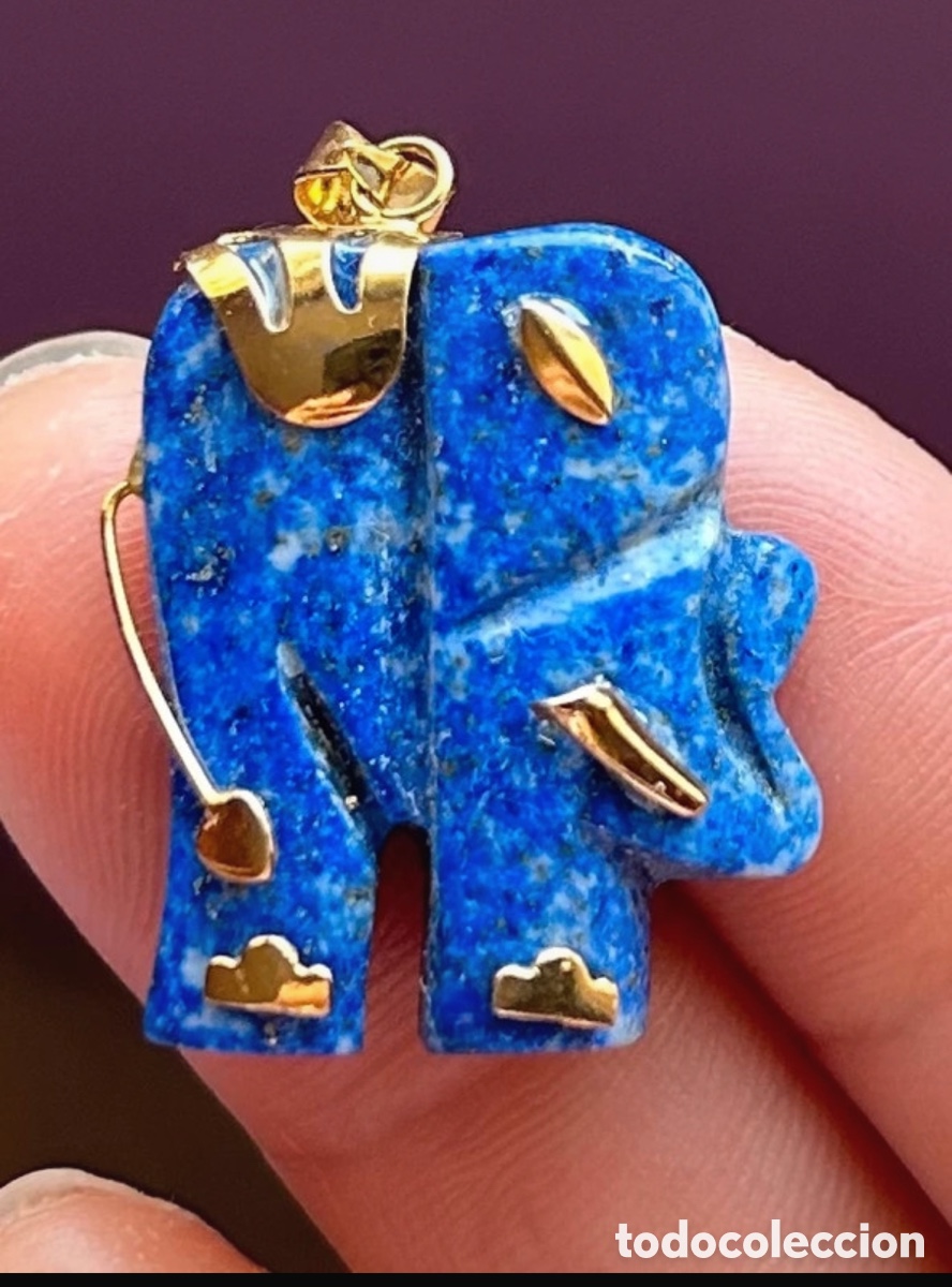 Joyeria: Colgante de elefante de lapisl&aacute;zuli - Foto 1