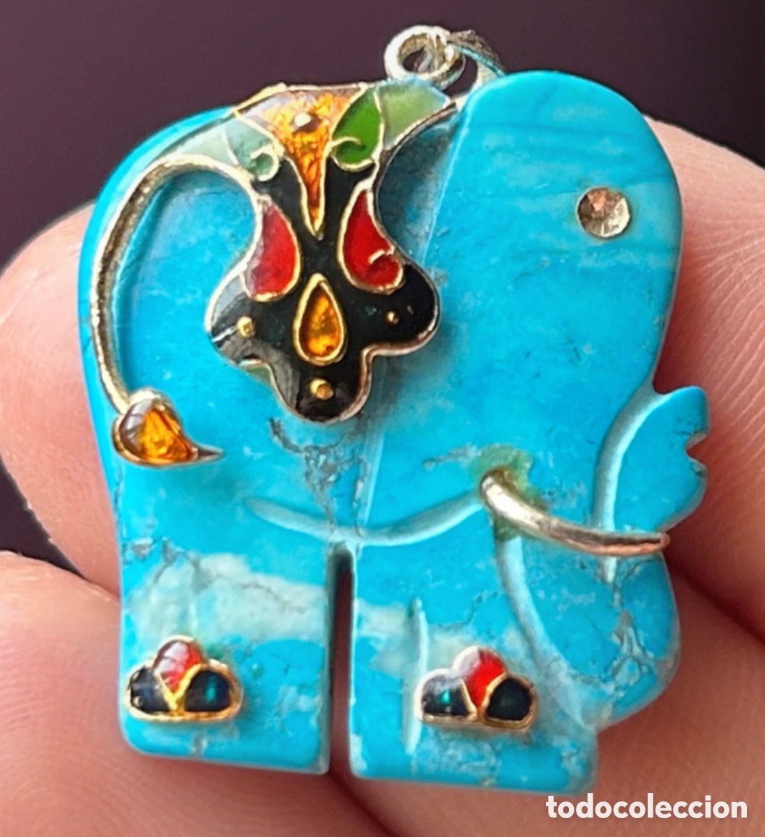 Joyeria: Colgante elefante turquesa - Foto 1