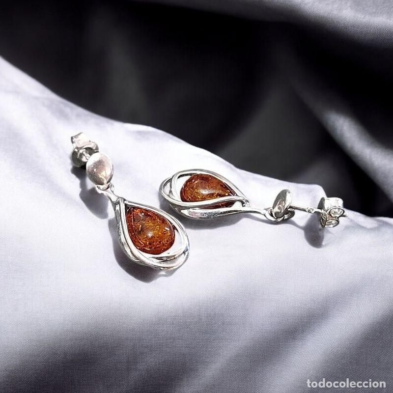 Joyeria: Pendientes de &Aacute;mbar con Plata de Ley Dise&ntilde;o Moderno - Foto 1