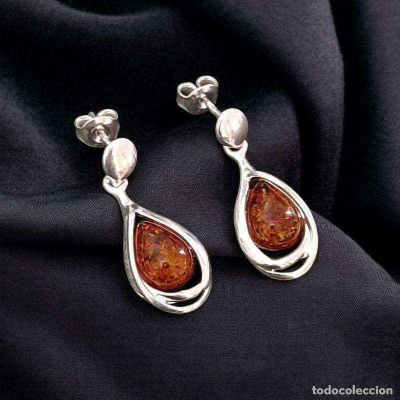 Joyeria: Pendientes de &Aacute;mbar con Plata de Ley Dise&ntilde;o Moderno - Foto 2