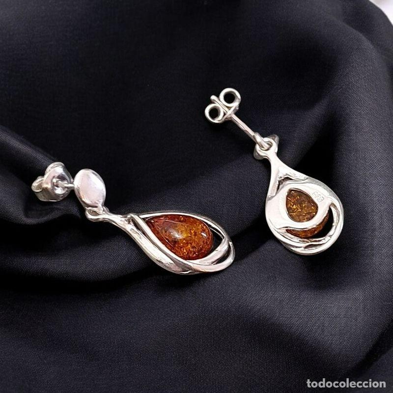 Joyeria: Pendientes de &Aacute;mbar con Plata de Ley Dise&ntilde;o Moderno - Foto 3