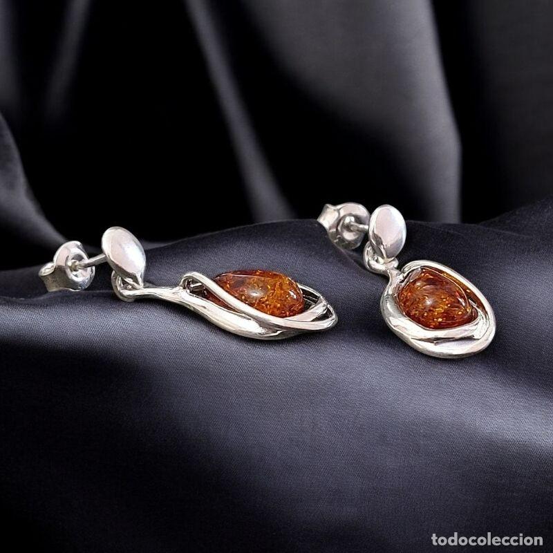 Joyeria: Pendientes de &Aacute;mbar con Plata de Ley Dise&ntilde;o Moderno - Foto 4