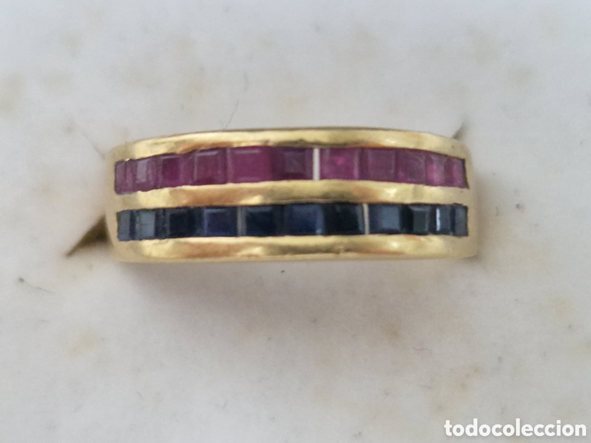 Joyeria: ANILLO DE ORO 18 K CON ZAFIROS Y RUBIS - Foto 3
