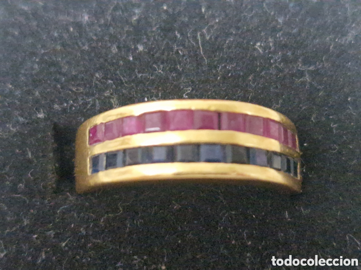 Joyeria: ANILLO DE ORO 18 K CON ZAFIROS Y RUBIS - Foto 5