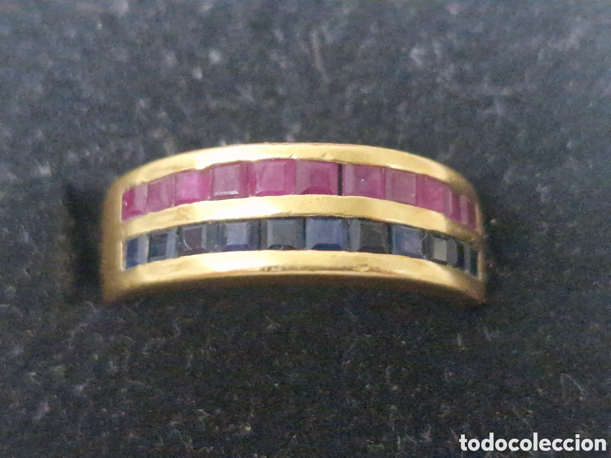 Joyeria: ANILLO DE ORO 18 K CON ZAFIROS Y RUBIS - Foto 7