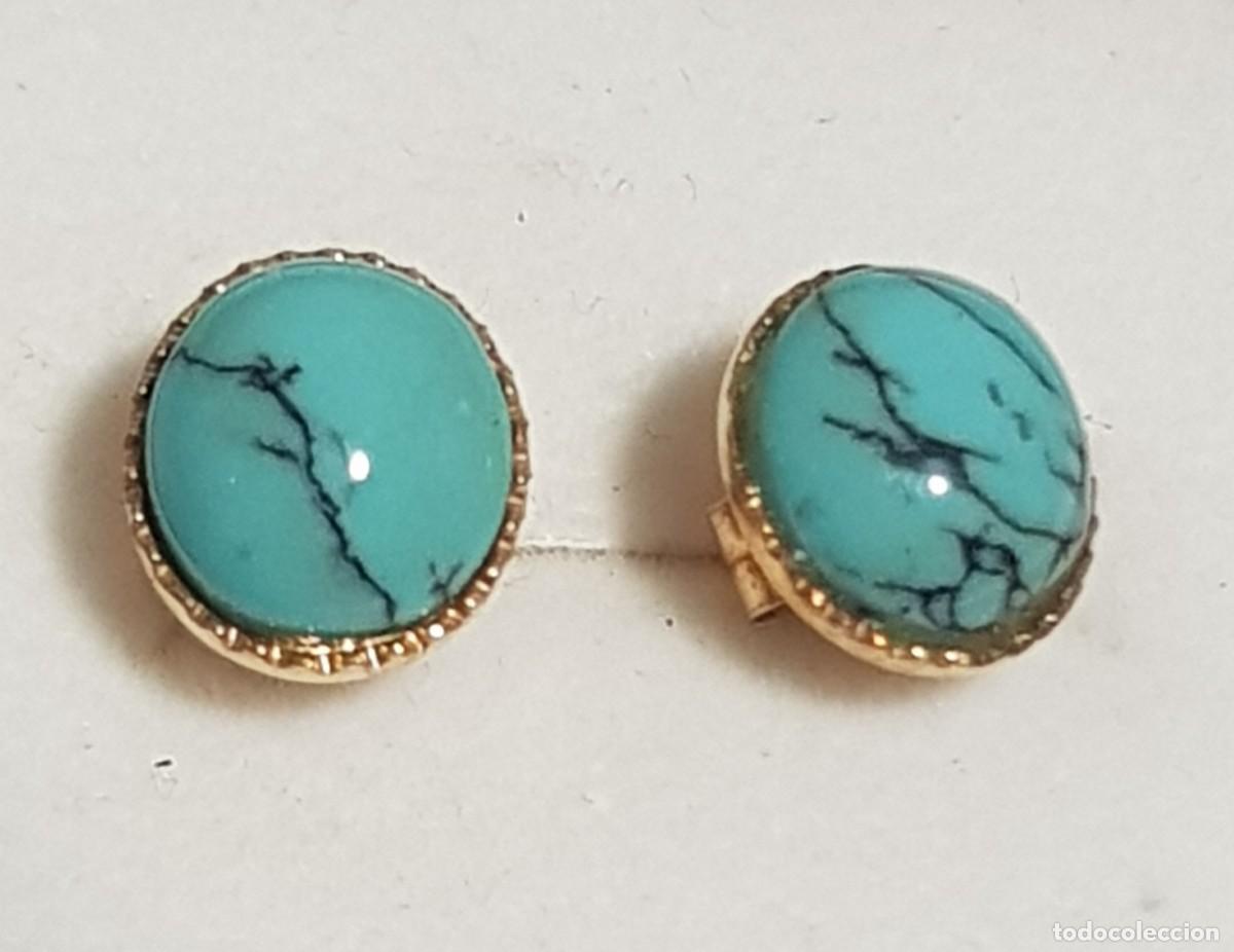 Joyeria: Pendientes de oro 18 quilates con turquesas ovaladas - Foto 1