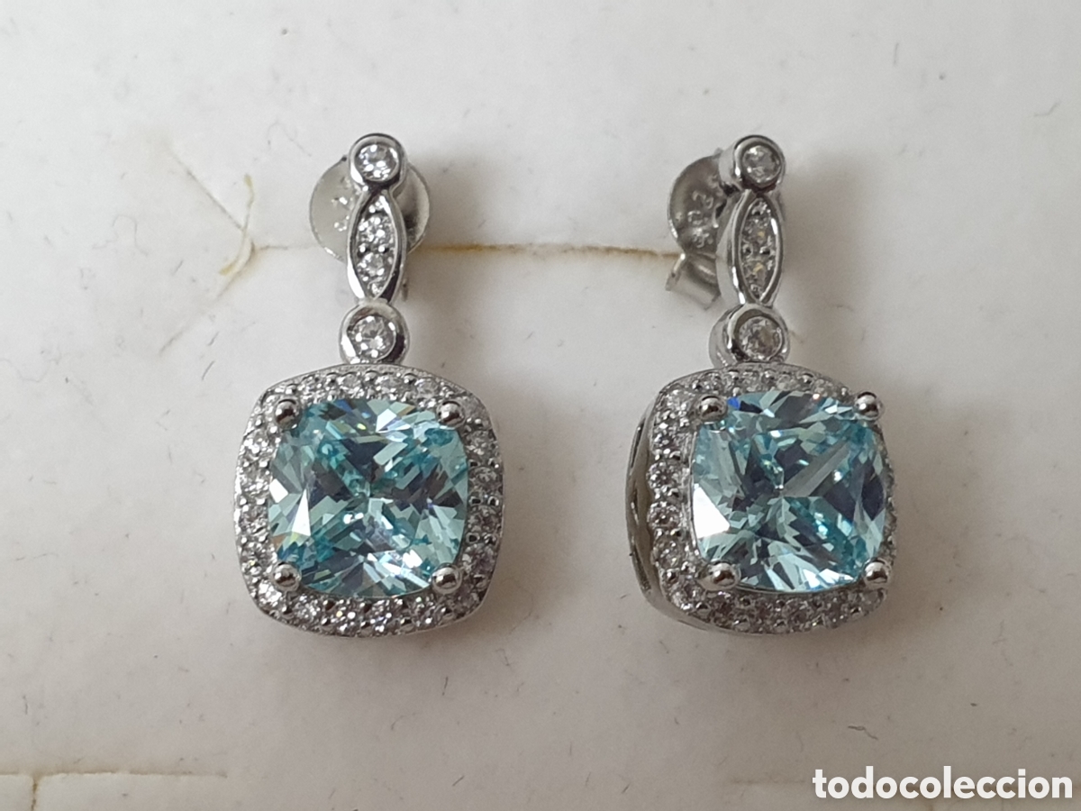 Joyeria: PRECIOSOS PENDIENTES PLATA RODIADA TOPACIO AZUL - Foto 2