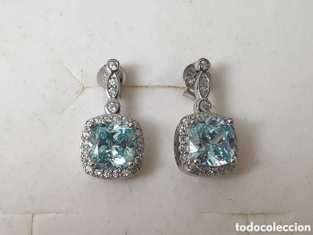 Joyeria: PRECIOSOS PENDIENTES PLATA RODIADA TOPACIO AZUL - Foto 3