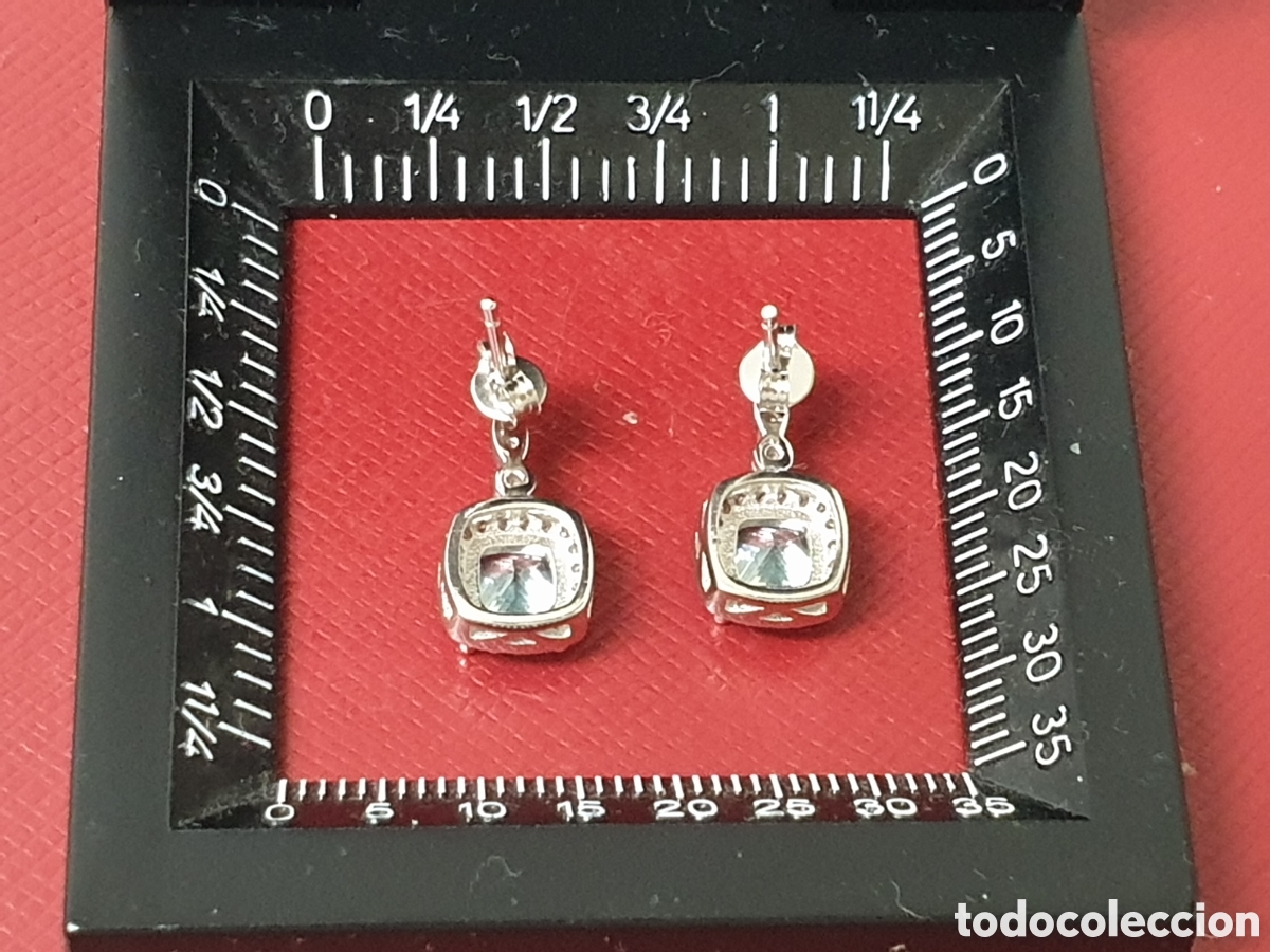 Joyeria: PRECIOSOS PENDIENTES PLATA RODIADA TOPACIO AZUL - Foto 5