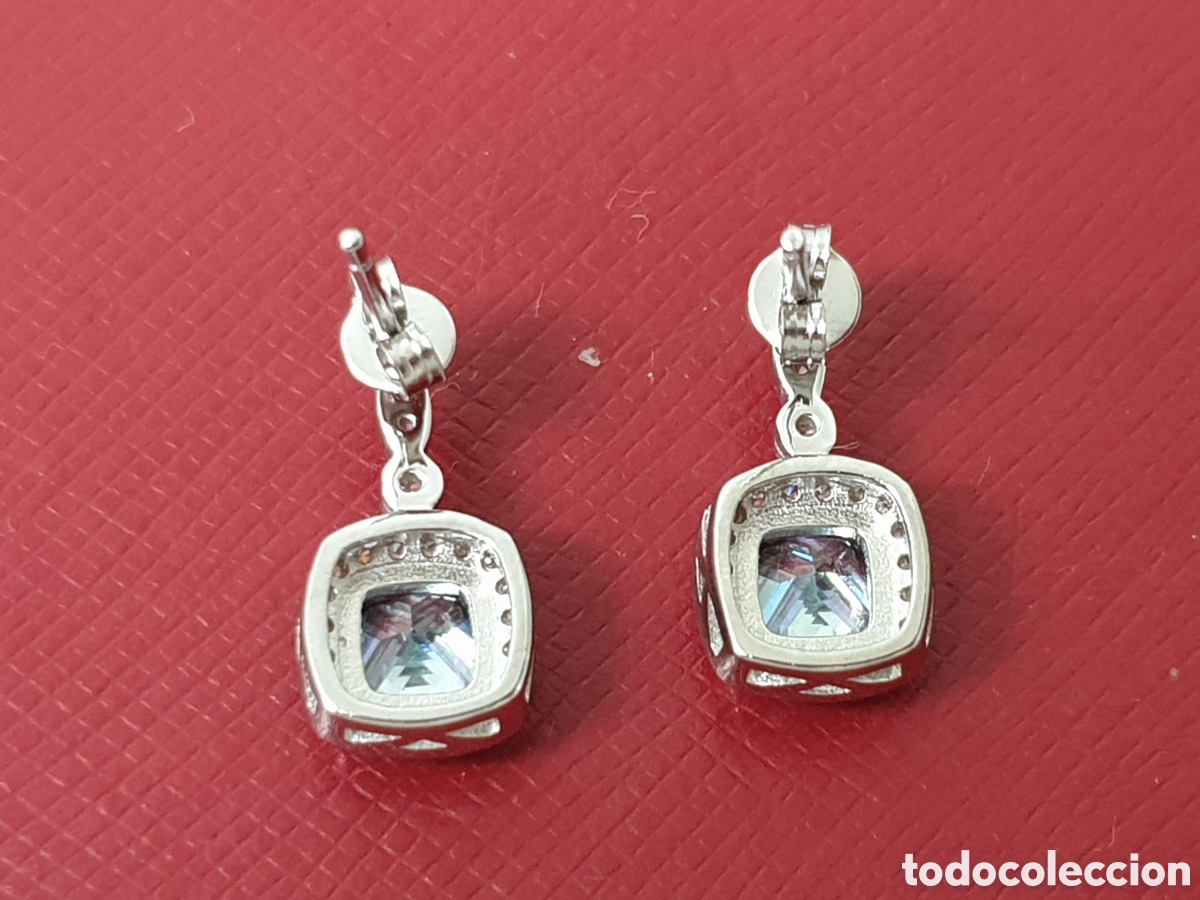Joyeria: PRECIOSOS PENDIENTES PLATA RODIADA TOPACIO AZUL - Foto 6