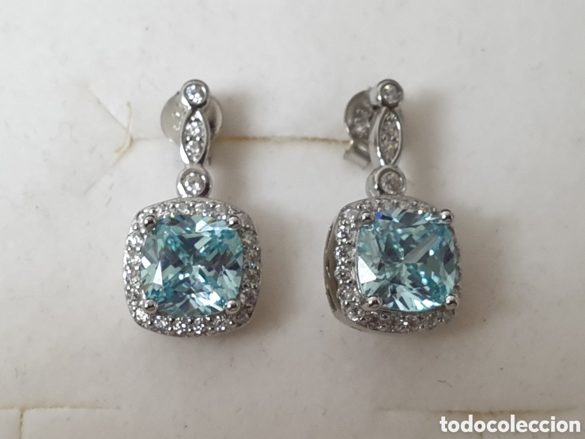 Joyeria: PRECIOSOS PENDIENTES PLATA RODIADA TOPACIO AZUL - Foto 1