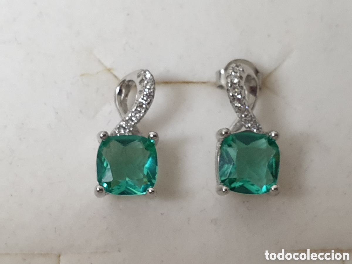 Joyeria: PENDIENTES PLATA RODIADA PIEDRA VERDE - Foto 2