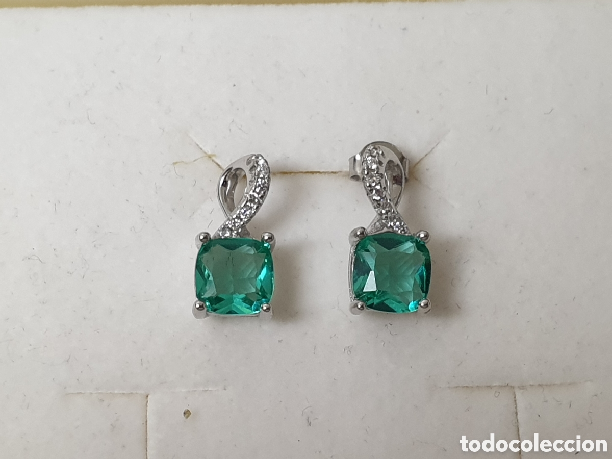 Joyeria: PENDIENTES PLATA RODIADA PIEDRA VERDE - Foto 4
