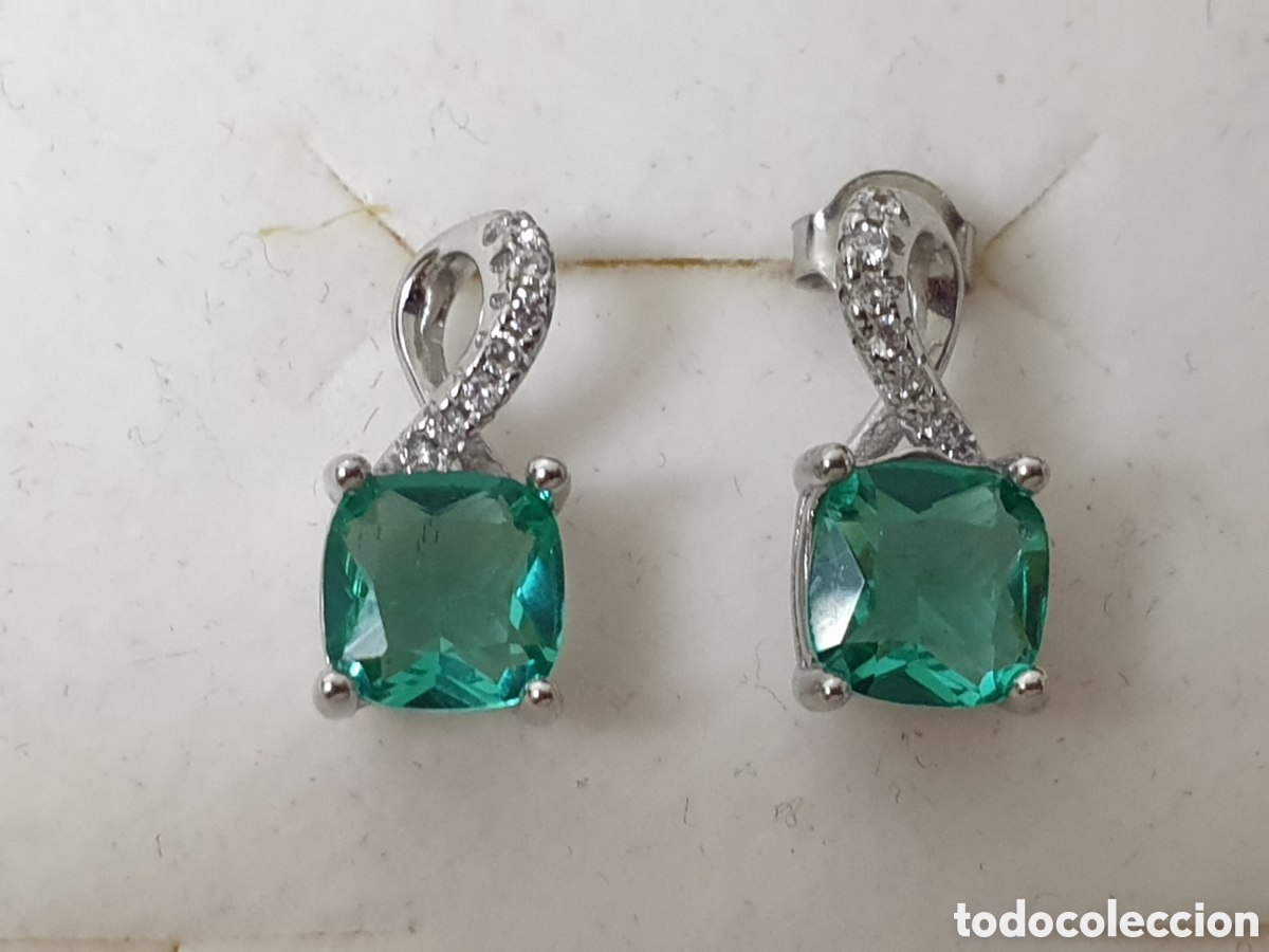 Joyeria: PENDIENTES PLATA RODIADA PIEDRA VERDE - Foto 1