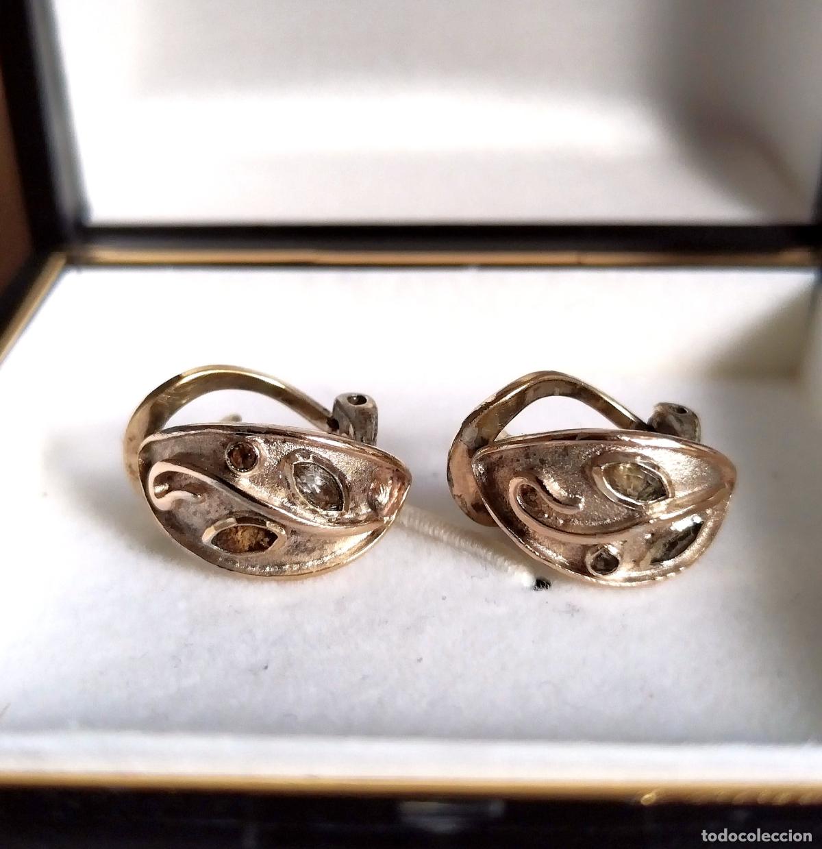 Joyeria: Pendientes de plata de ley sobre dorada, cierre de omega. - Foto 2