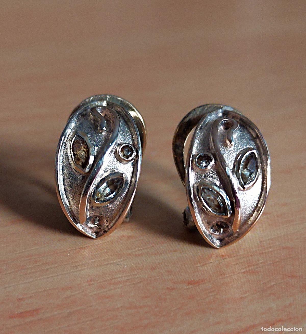 Joyeria: Pendientes de plata de ley sobre dorada, cierre de omega. - Foto 4