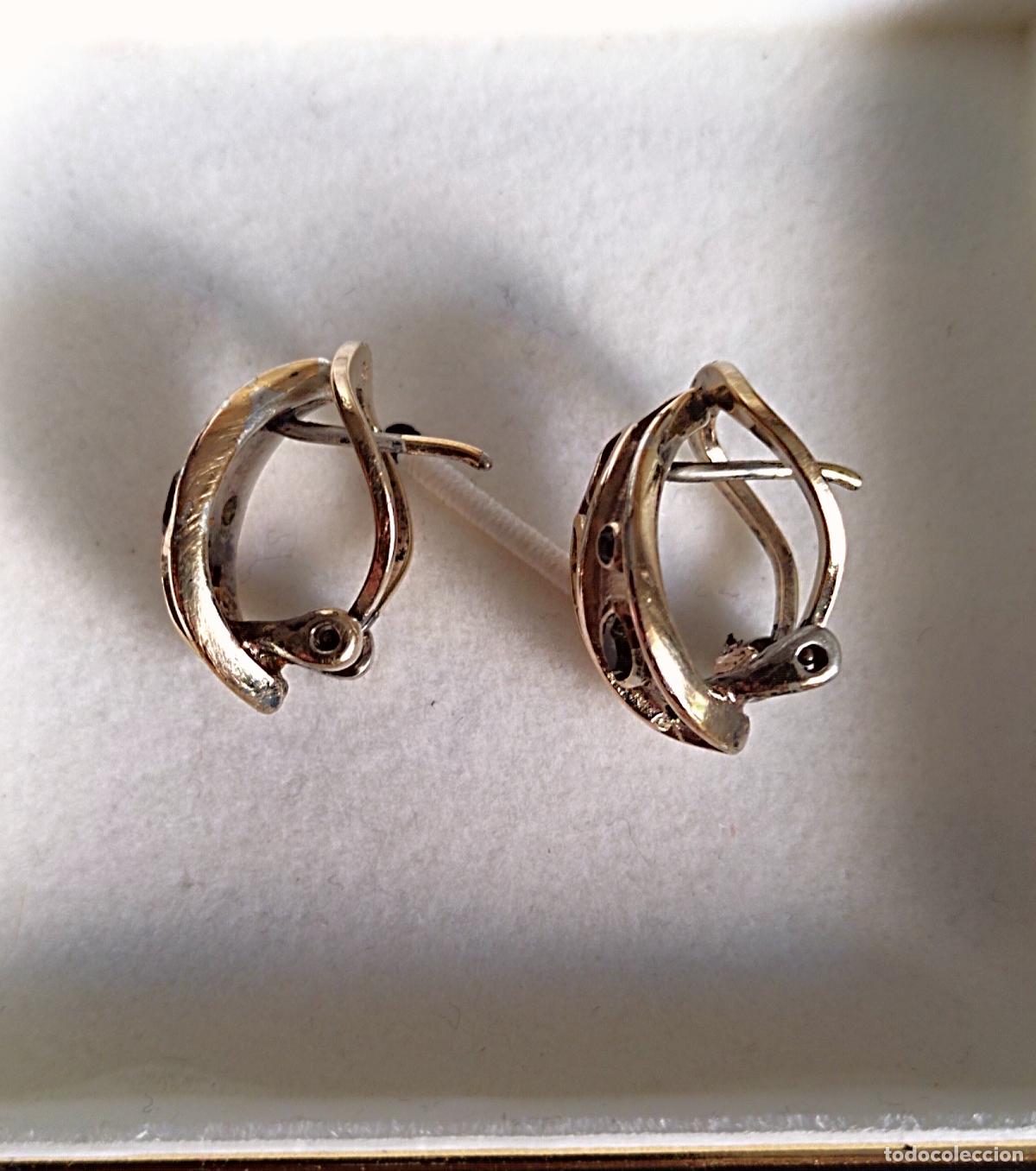 Joyeria: Pendientes de plata de ley sobre dorada, cierre de omega. - Foto 5